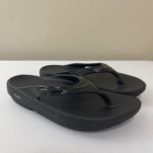 Oofos OOLALA Luxe Womens 7 Black Thong Recovery Sandals Flip Flops‎ Comfort